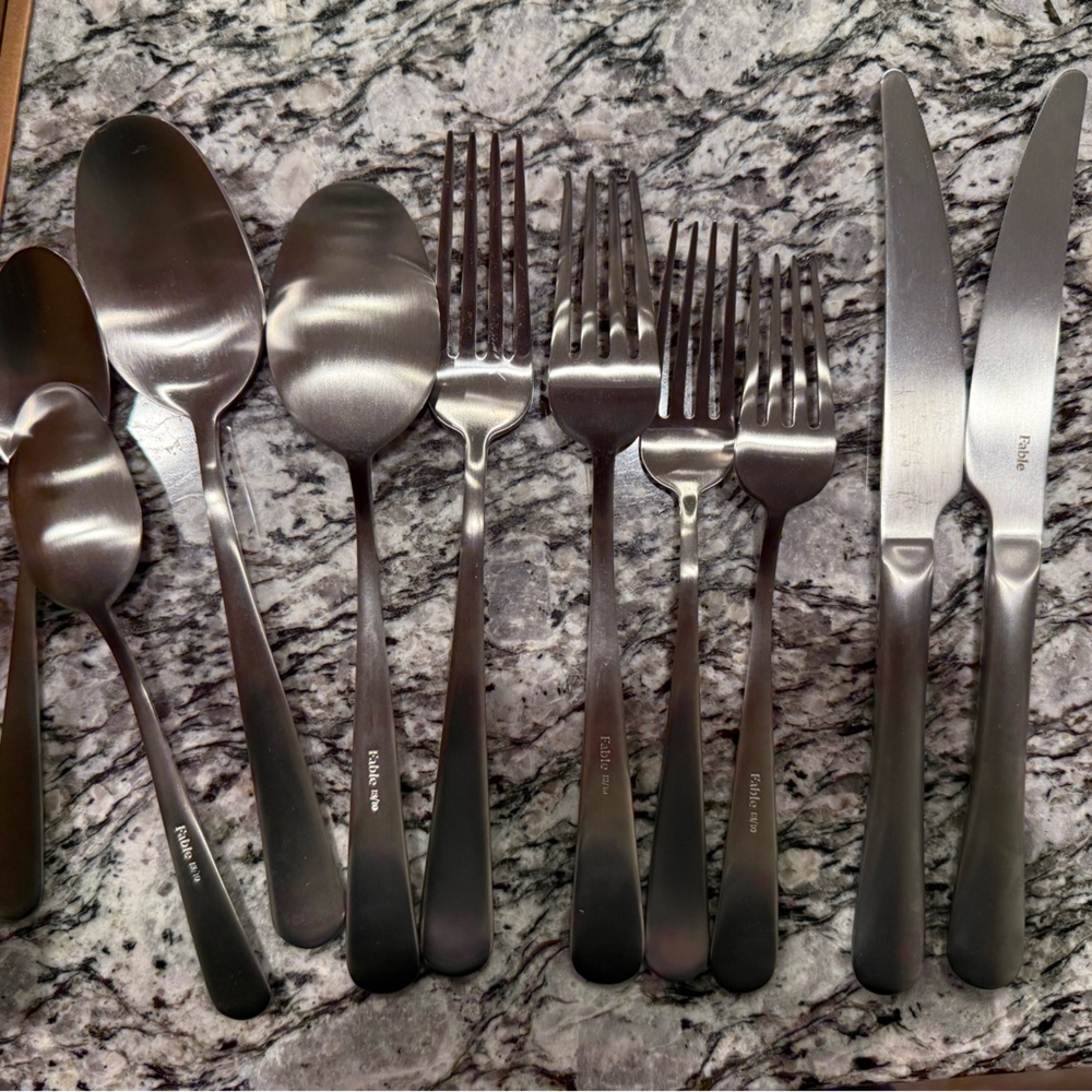 NIB Fable Matte Silver Flatware Set 10pcs - Picture 12 of 12